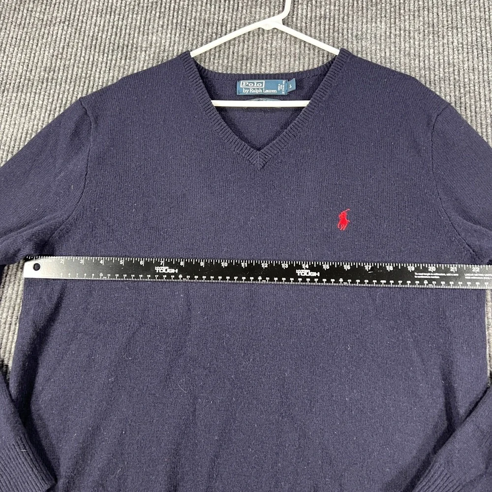 Polo Ralph Lauren Sweater Mens Large Blue Lambs Wool Long Sleeve Knit Casual